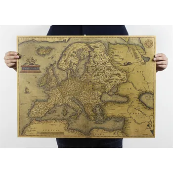 1570 metų Europos žemėlapyje plakatas klasikinis plakatas vintage retro popieriaus amatų namų apdailos kambarį bar pub 70x51CM HD034
