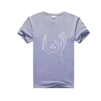 2019 Nauja, T-shirt Moterims, Vasaros Trumpos Rankovės Harajuku Žmogaus Veido Estetinės Medvilnės Marškinėlius Moterims Topai Hipster Juokinga Camisas Mujer