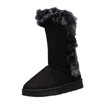 2020 Didelio dydžio aukštos vamzdis medvilnės batai sutirštės šiltas karvės odos žiemos Pliušinis mygtuką sniego batai