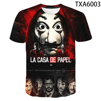 2020 metų Vasaros La Casa De Papel 3D marškinėliai Berniukas Mergaitė Vaikai Mados Streetwear Vyrų, Moterų, Vaikų Atspausdintas T-shirt Kietas Viršūnes Tee