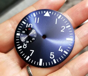 38.9 mm GEERVO mados sterilūs šviesos Skaičius mėlyna Penkių dial tinka 6497 judėjimo Vyrų watch dial 015A