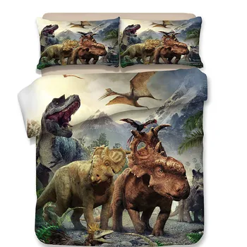 3D Dinozaurai rhino patalynės viena karališko dydžio antklodė antklode padengti nustato gyvūnų lovatiesės Karalius twin du kartus, Geros kokybės patalyne