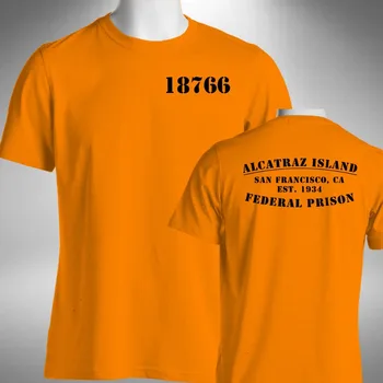 Alcatraz Vyrai T-Shirt Juokinga Halloween Kalėjimo Fancy Dress Natūralios Medvilnės Atspausdinti Vyras Mada Apvalios Apykaklės Marškinėliai Hipster