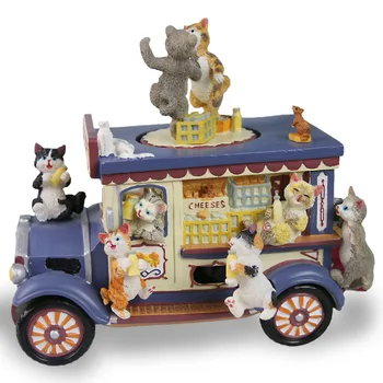Automatiškai pasukamas Animacinių filmų pieno automobilių šokių katė dervos music box