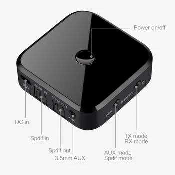 Bluetooth 5.0 Siųstuvas, Imtuvas, Belaidis Audio Adapter 3.5 mm AUX/SPDIF TV PC7