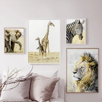 Dramblys, Liūtas, Žirafa, Arklių Zebra kupranugaris Sienos Meno Tapybos Drobės Šiaurės Plakatai Ir Spausdina Sienos Nuotraukas Gyvenimo Kambario Dekoro