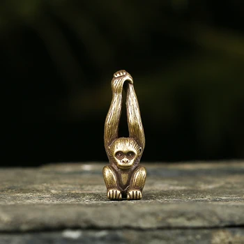 Gryno Vario Kietos Ilgos Rankos Beždžionė Miniatiūrinės Figūrėlės Feng Shui Pakabukas Papuošalai Derliaus Žalvario Gyvūnų Ornamentas 