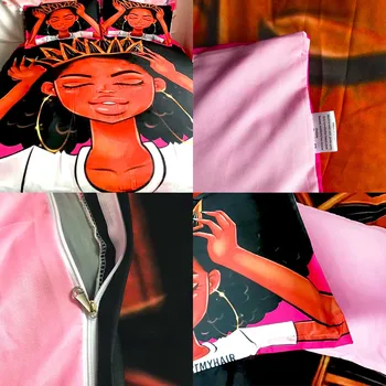 HELENGILI 3D Patalynės Komplektas Afrikos Mergina Spausdinti Antklode Padengti Nustatyti Bedcloth su Užvalkalas Lova Nustatyti Namų Tekstilės #FZNH09