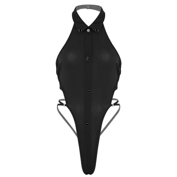 Iefiel Moterų Erotinis apatinis Trikotažas vientisas maudymosi kostiumėlis Apynasrio Kaklo Backless Aukštos Sumažinti Kojų Monokini maudymosi Kostiumėliai, Karšta Bikini Thong Bodysuit