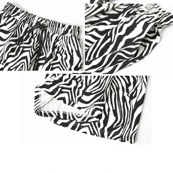 Kelnės Moterų Nėriniai-up Reguliuojamas Zebras Dryžuotas Modelis Madingi Laisvi Laisvalaikio Stilingas Tiesios Kelnės Moterų Patogus ir Prašmatnus