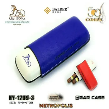 LUBINSKI cigarų atveju Humidoras Kelionės odos cigarų vamzdis nešiojamų 3colors pasirinkti paspaudę 2vnt 1209L
