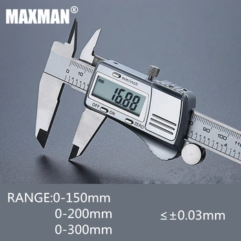 MAXMAN Skaitmeninis Vernier Suportas 0-150mm/200 mm/300 mm Visas Nerūdijančio Plieno Aukšto Tikslumo Elektroninės Matavimo & Matavimo Įrankiai