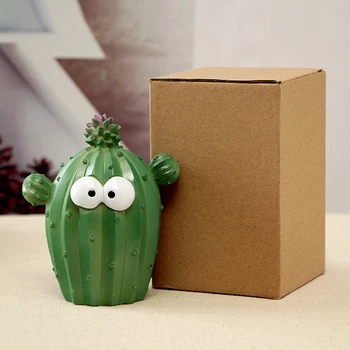 Mielas Animacinių Filmų Monetos Piggy Bank Kaktusas Pinigų Dėžės Veido Išraiška Unikalus, Įdomus Kaktusas Augalų Dervos Namų Puošybai Kalėdų Dovana