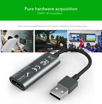 Mini 1080P HDMI USB 2.0 Video Capture Card Game Telefono Įrašymo PC 