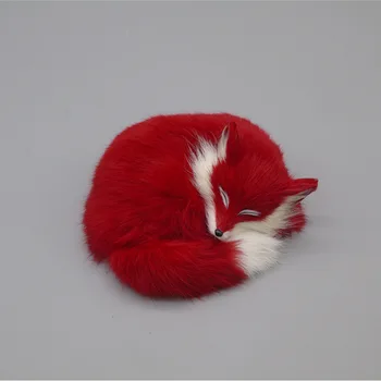 Modeliavimo red fox polietileno&kailio miega fox apie 14x13x5cm modelis prop rankdarbių namų dekoravimo, dovanų b1721