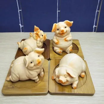 Modeliavimo riebalų kiaulių papuošalai mielas zodiako kiaulių amatų arbatos pet sodo Skulptūros kūrybos gimtadienio dovana Darbastalio Apdaila