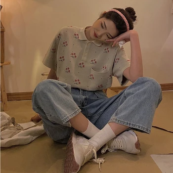 Moterų Džinsus Aukšto Juosmens Nėrinių Prarasti Pločio Kojų Kelnės Džinsai Atsitiktinis Vintage Retro Korėjos Prašmatnus Kasdien Moterų Vaikinas Naujų Streetwear