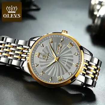 OLEVS Top Brand Vyrų Automatinis Mechaninis laikrodis atsparus Vandeniui Nerūdijančio Plieno Dirželis Klasikiniai vyriški Žiūrėti