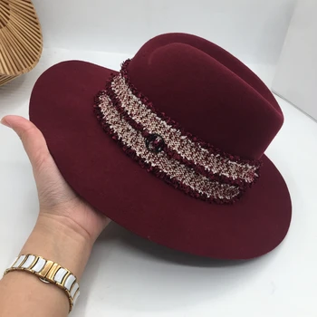 Panama fedoras Naujosios Anglijos Vilnos Skrybėlę Bžūp kutas formos M likvidavimo asmenybės retro mados fashionista ponios skrybėlę