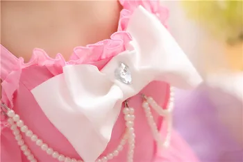 Pearl Duobute Off peties Mielas Bowknot Dirželiai Moterys Vasarą Saldus Mini Suknelės Lolita Girl Japonijos Princesė Kawaii Šifono suknelė
