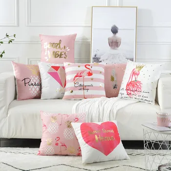 Pink Flamingo Pagalvėlė Padengti Minkšta Ananasų Namų dekoro Už Sofa-Lova 45x45cm Mergaitės Kambario Dekoro Stilingas