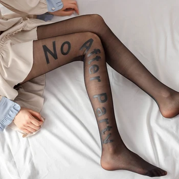 Retro Mados Tatuiruotes, Pėdkelnės Moterims, Sexy Permatomos Kojinės Užrašai Laiškas Išspausdintas Pėdkelnės Ultra Plonas Nailono Kojinės