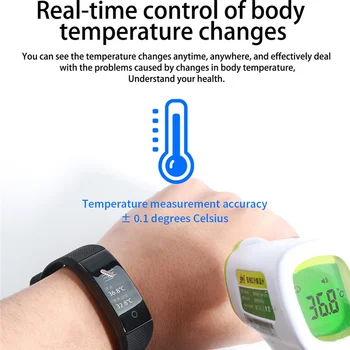 Smart Žiūrėti Kūno Temperatūra Smartwatch Ip68 Vandeniui Širdies ritmo Fitness Tracker Smart Laikrodžiai Vyrams, Moterims Skirta 