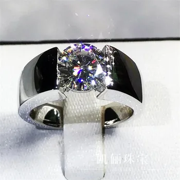 Solitaire Pažadas žiedas 2c AAAAA Cz Akmuo, Sidabro spalvos Sužadėtuvių vestuvių juostoje žiedas, skirtas moterims, vyrams Pirštu Papuošalai