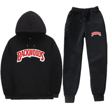 Streetwear BACKWOODS Hoodie nustatyti Tracksuit Vyrų Šilumos Sportinės aprangos Komplektai Hoodies ir Kelnės Kombinezonas Atsitiktinis Marškinėlius sportinis Kostiumas