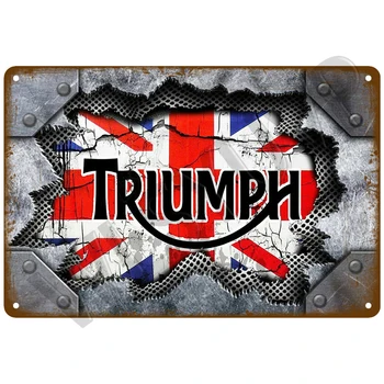 Triumph Motociklą Accessories Retro Metalo Pasirašyti Alavo Pasirašyti Apnašas Metalo Sienų Dekoras Derliaus Dekoro Plakatas Plokštės Vyras Urvas Shabby Szyk