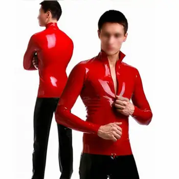 Vyrai Latekso Sluoksniu Striukė Raudona Gumos Marškinėliai Gummi 0,4 mm T-shirt Individualų