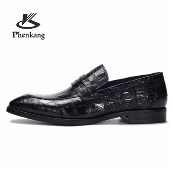 Vyrų odos batus verslo suknelė, kostiumas, batai, vyrams, prekės Bullock natūralios odos juoda slipon vestuvių mens batai Phenkang 2020 m.