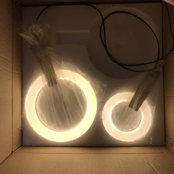 Šiuolaikinių LED Medinis Pakabukas šviesos Akrilo Žiedas įrenginiai laiptai deco kabo žibintai valgomasis sieniniai šviestuvai